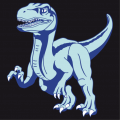 Customizable dinosaur t-shirt, with a velociraptor in full race, designed in 3 colors.