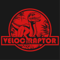 Dinosaur t-shirt to personalize yourself, velociraptor cut on a red jurassic logo.