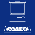 Vintage Mac computer, stylish computer to print online.