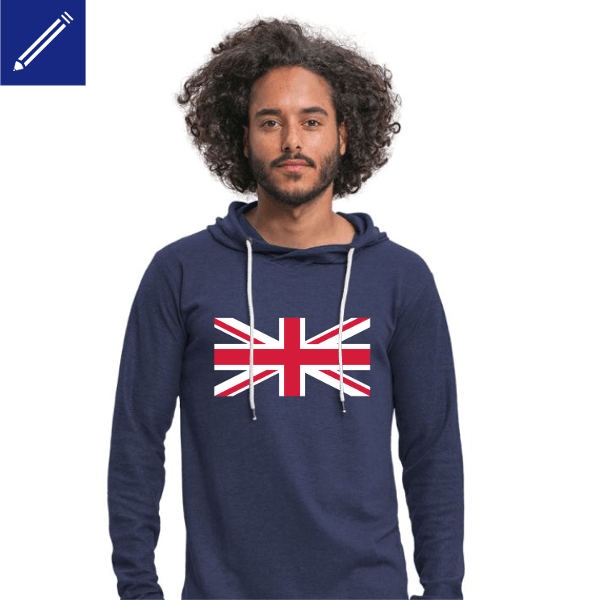 Men's Hoodie with union jack to print online.